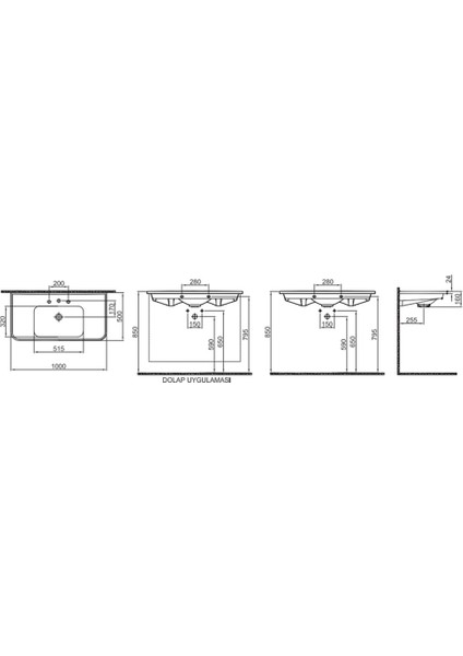 Fold Pro 100X50 cm Etajerli Lavabo