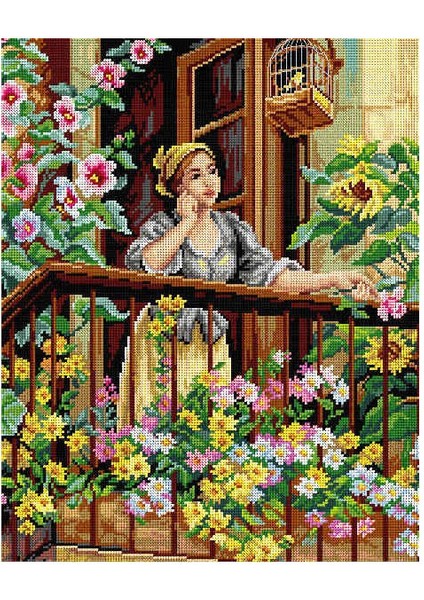 Baskılı Goblen Balkonda Kız 2979 40*50 cm