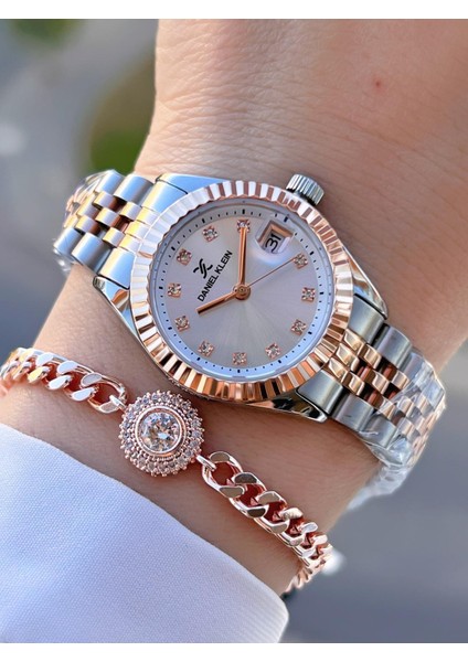 Çelik Kordon 30 mt Suya Dayanıklı Kadın Kol Saati+Bileklik BYN.13969.8