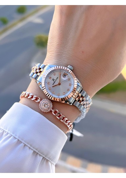 Çelik Kordon 30 mt Suya Dayanıklı Kadın Kol Saati+Bileklik BYN.13969.8 fiyatları