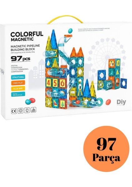 Manyetik Bloklar 97 Parça Mıknatıslı 3D Yapboz Puzzle Oyuncak