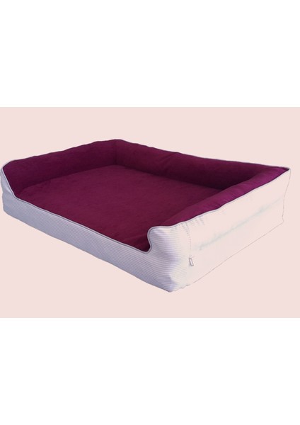 Premium Sofa Blok Sungerli Alezli Fermuarlı Yıkanabilir Köpek Yatağı-Bordo Krem modelleri