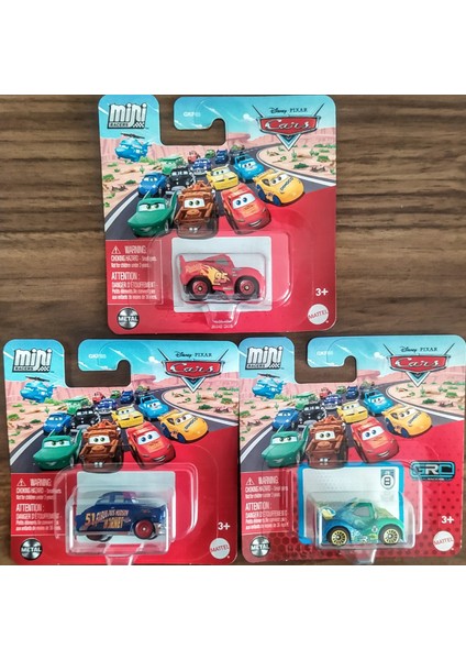Disney Pixar Cars Mini Karakter Araçlar 3 Lü Set -Carla Veloso Hudson Hornet Rusteze Mcqueen
