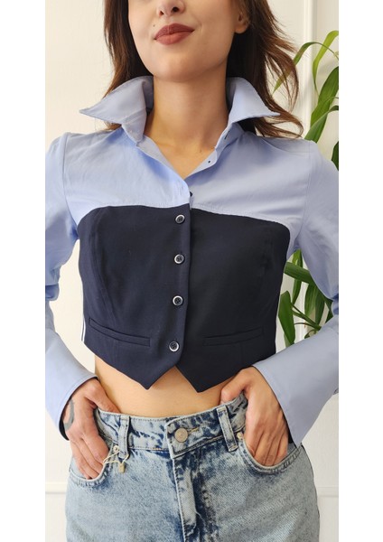 Garni Düğmeli Crop Gömlek indirimleri