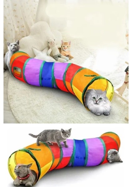 Kedi Tünel Oyuncakları Kıvrımlı Kedi Tüneli Katlanır Gökkuşağı S Kıvrımlı Kedi Köpek Oyun Tüneli Ev