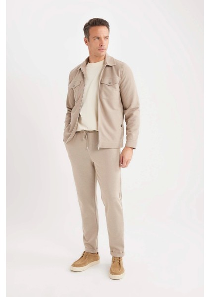 Y2651 Bej Jogger Duble Paça Yazlık Kumaş Pantolon