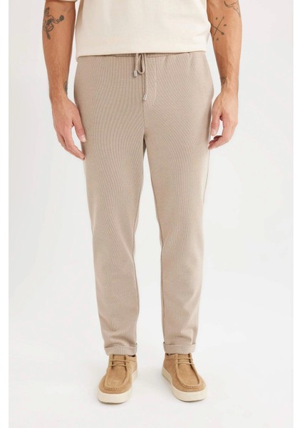 Y2651 Bej Jogger Duble Paça Yazlık Kumaş Pantolon