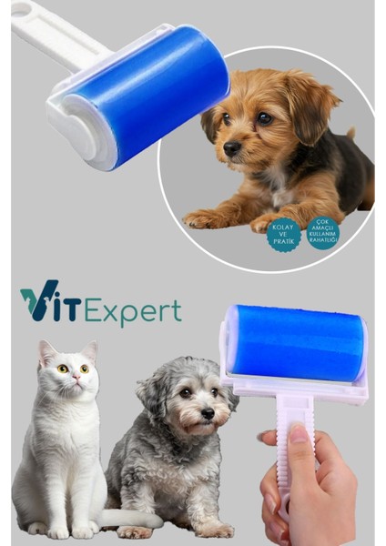 Tr Yeni Nesil Yıkanabilir Tüy Kıl Toz Toplayıcı Rulo Yapışkanlı Kedi ve Köpek Tüyü Toplama Rulosu D