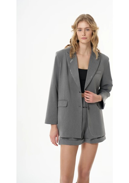 Nakış ve Etiketli Kruvaze Yaka Blazer Ceket fiyatları