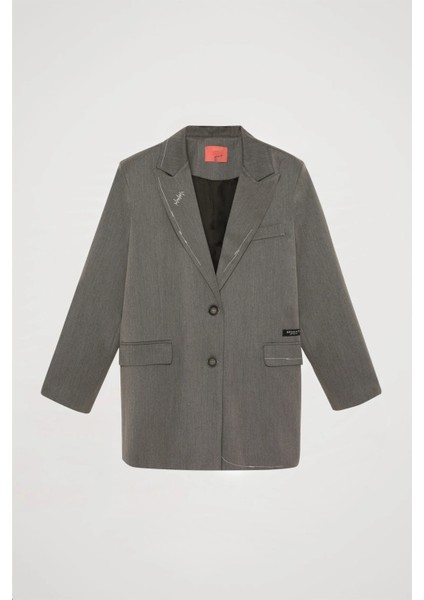 Nakış ve Etiketli Kruvaze Yaka Blazer Ceket indirimleri