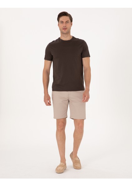 Erkek Bej Slim Fit Dokuma Şort 50308132-VR011