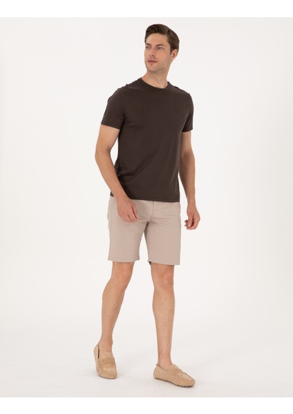 Erkek Bej Slim Fit Dokuma Şort 50308132-VR011