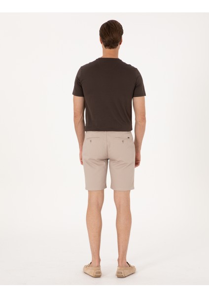 Erkek Bej Slim Fit Dokuma Şort 50308132-VR011