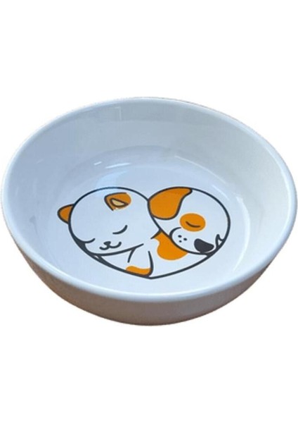 Manuel Yıkanabilir Seramik Mama ve Su Kabı 14 cm 250 ml Pupyorange No : 4 250 ml Beyaz Seramik