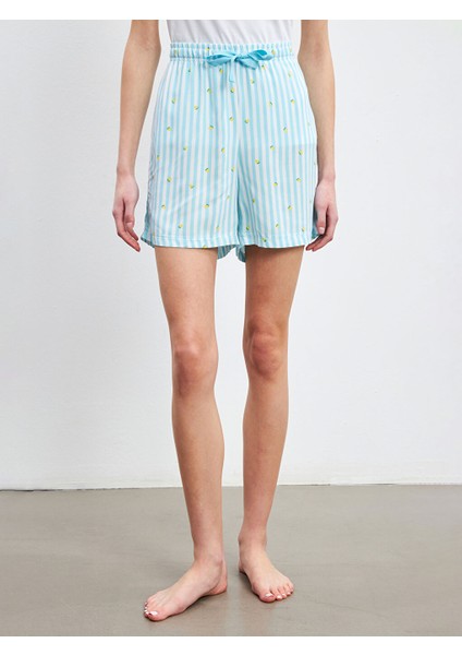Yeni Sezon Beli Lastikli Limon Baskili Kadin Sort Pijama Alti - S5HG73Z8