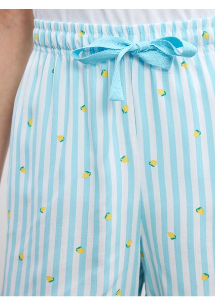 Yeni Sezon Beli Lastikli Limon Baskili Kadin Sort Pijama Alti - S5HG73Z8