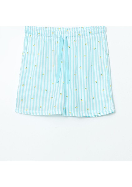 Yeni Sezon Beli Lastikli Limon Baskili Kadin Sort Pijama Alti - S5HG73Z8