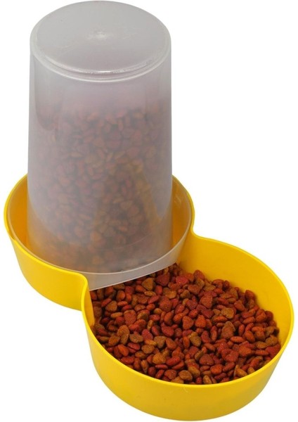 Plastik Hazneli Plastik Kedi-Köpek Mama ve Su Kabı 1,5 Lt Yuvarlak Sarı 1,5 L Manuel Sarı
