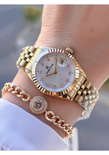 Çelik Kordon 30 mt Suya Dayanıklı Kadın Kol Saati+Bileklik BYN.13969.5