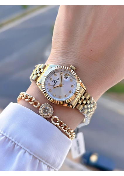 Çelik Kordon 30 mt Suya Dayanıklı Kadın Kol Saati+Bileklik BYN.13969.5 fiyatları