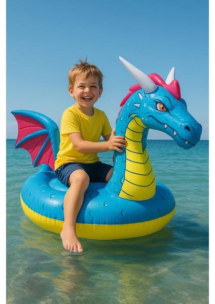 Dragon Binici Şişme Deniz Yatağı – 201X191X92 cm | 40 kg Taşıma Kapasiteli Tek Kişilik Çocuk Havuz Oyuncağı
