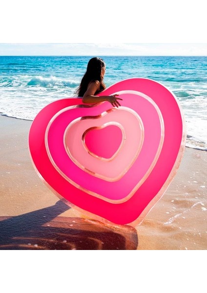 Kalpli Şişme Deniz Yatağı – 155X135 cm Pembe Tonlarında Romantik Havuz ve Plaj Aksesuarı