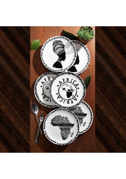 Africa Seramik 6'lı Pasta Tabağı 21 cm