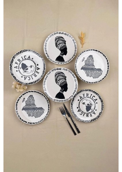 Africa Seramik 6'lı Pasta Tabağı 21 cm fiyatları