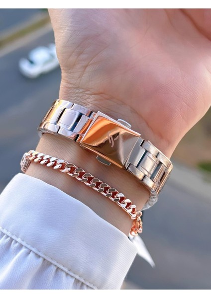 Çelik Kordon 30 mt Suya Dayanıklı Kadın Kol Saati+Bileklik BYN.13782.5 modelleri