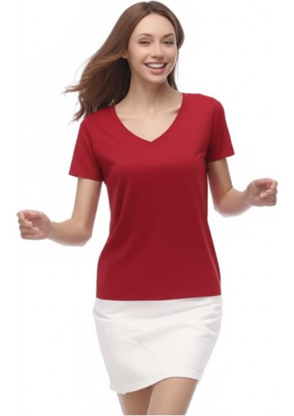 V Yaka Kısa Kollu T-Shirt fiyatları
