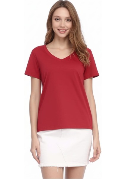 V Yaka Kısa Kollu T-Shirt modelleri
