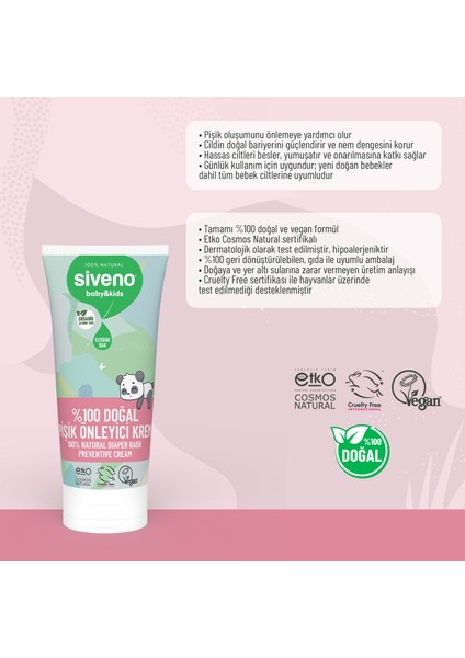%100 Doğal Bebek Pişik Önleyici Jel Krem Çinko PCA Yenidoğan Hassas Onarıcı Bakım Kremi 50 ml