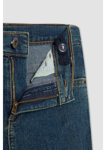 B5564 Yeşil Erkek Çocuk Slim Fit Düz Paça Jean Basic Pantolon modelleri