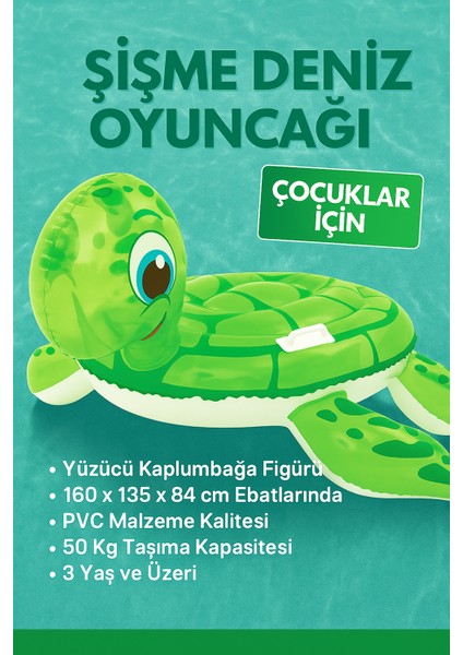 Caretta Caretta Şekilli Şişme Deniz Yatağı – 140X140 cm | Tutma Kulplu Sevimli Kaplumbağa Havuz Oyuncağı fırsatları