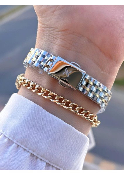 Çelik Kordon 30 mt Suya Dayanıklı Kadın Kol Saati+Bileklik BYN.14094.3 modelleri