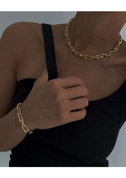 18 Ayar Altın Kaplama Tifany Model Bileklik