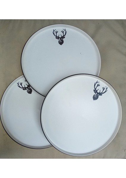 Geyikli Servis Tabağı 26 cm 3 Lü Set