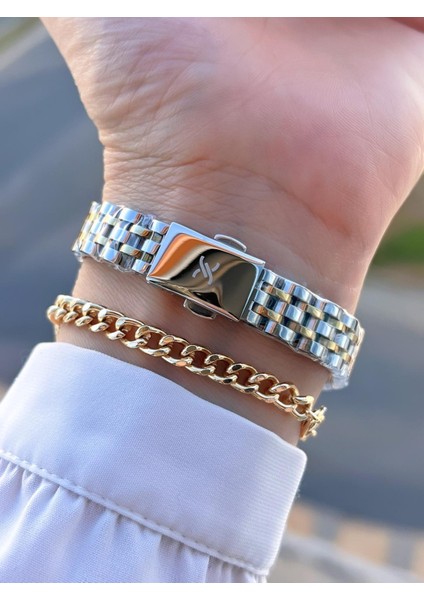 Çelik Kordon 30 mt Suya Dayanıklı Kadın Kol Saati+Bileklik BYN.14094.4 modelleri