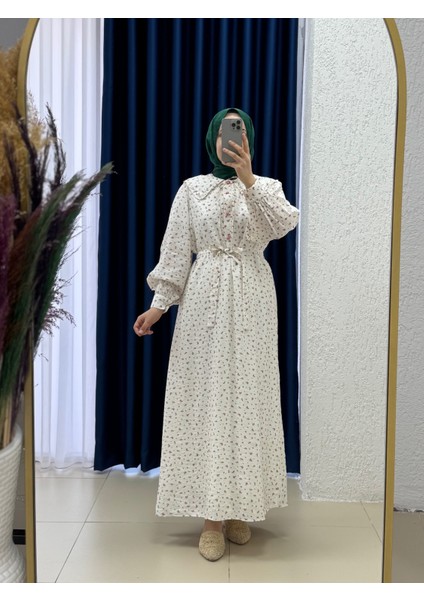 Orelesya Mini Çiçekli Bebe Yaka Yarım Patlı ELBISE-AY8647 Pembe