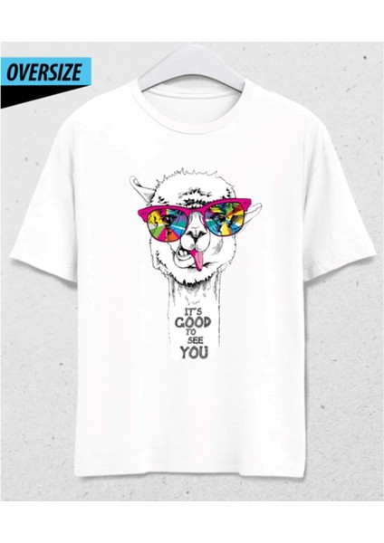 It’s Good To See You – Oversize Mizah T-Shirt Beyaz %100 Pamuklu Unisex