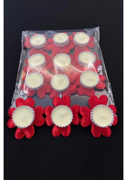 Kırmızı Nedime El Mumu 12 Adet Düğün ve Kına Gecesi İçin Şık Süsleme