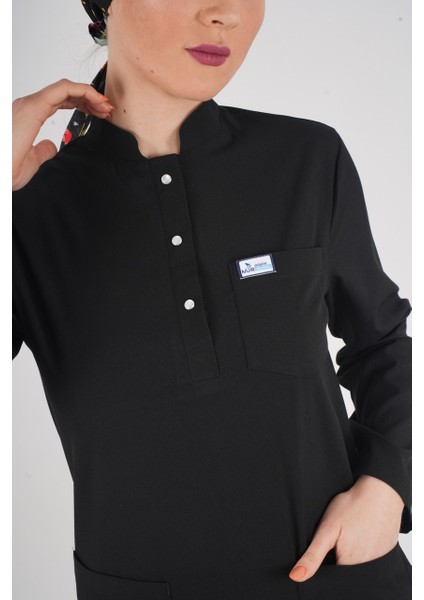 Siyah Renk Sakura Model Tesettür Doktor Hemşire Scrubs Üniforma Takımı fiyatları