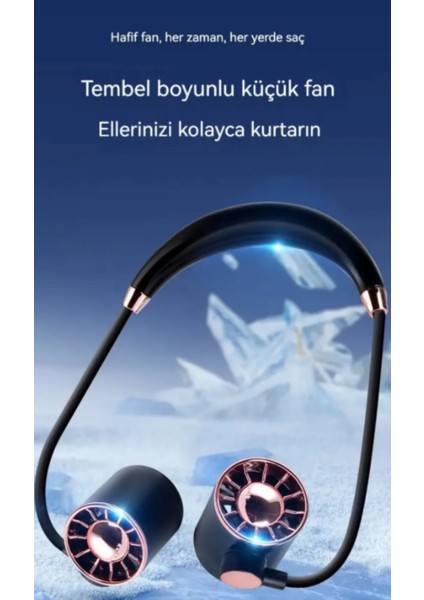 Mini Fan USB Tembel Asılı Boyun Katlanabilir Taşınabilir Küçük Fan Uzun Ömrü Turbo