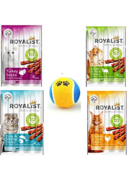 Hindi Stick Kedi Ödül Çubuğu 20 gr *4 Lü Paket ve 1 Adet Evcil Hayvan Eğitim Topu Stick