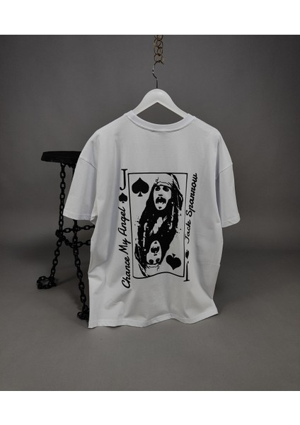 Jack Sparrow Baskılı Unisex Oversize Tişört – %100 Pamuk Terletmeyen T-Shirt