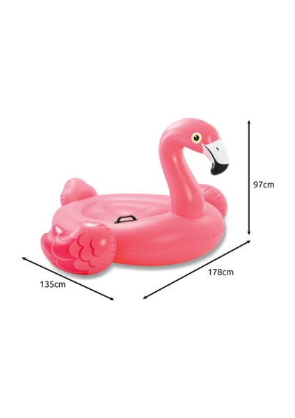 Şişme Pembe Flamingo Deniz Yatağı – 178X135X97 cm | Tutma Kulplu Dev Havuz Oyuncağı