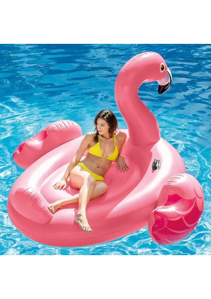 Şişme Pembe Flamingo Deniz Yatağı – 178X135X97 cm | Tutma Kulplu Dev Havuz Oyuncağı
