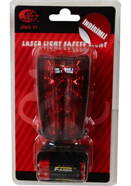 Jıng Yı Arka Stop Lazer 5 LED Li - 3 Fonksiyonlu - Su Geçirmez [pil Dahil]