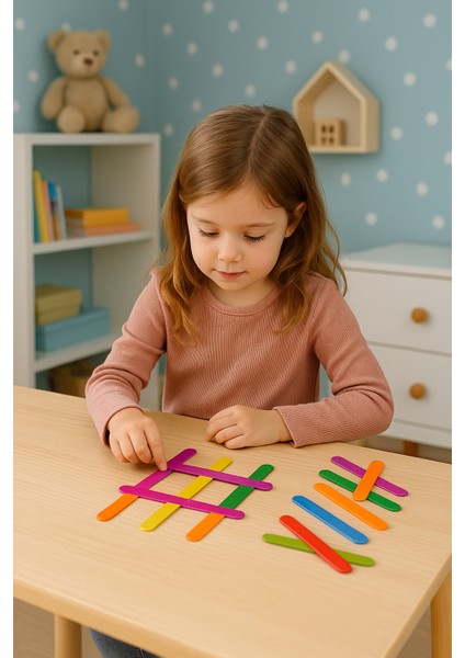 Stick Puzzle Eğitici Ahşap Çubuk Seti – 12 Parça Renkli Şekil Oyunu fiyatları