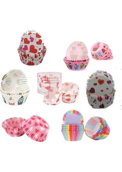 Home 500 Adet Renkli Muffin Kağıdı / Cupcake Kek Kağıdı / Pişirme Kağıdı / Kek Kapsülü ( Karışık Renk )